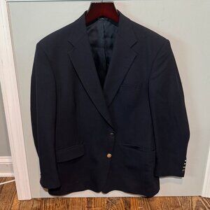 Vintage Burberry Blazer Men 44 Navy Blue Single Breasted Silver Buttons RARE USA